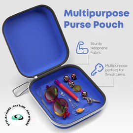 OPTIPAK Multipurpose Purse Pouch | Neoprene Makeup Bag with Zipper Pouch & Carabiner Keychain | Portable Travel Cosmetic Bag, Women’s Travel Makeup Tote (Pack of 1)
