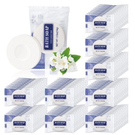 SLequipo Bulk Bar Soap, 100 Pack Round Mini Soap Bars Bulk Individually Wrapped, 0.5 oz Travel Soap Small Hotel Soaps Travel Size Toiletries for Hotel Guest Bathroom(Round)