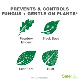 Safer Brand Garden SG5450 Fungicide Ready-to-Use Spray – Prevents & Controls Powdery Mildew, Black Spot, Leaf Spot & Rust – OMRI Listed for Organic Gardening – 24 oz