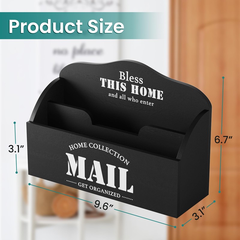 Mail Organizer, Mail Holder with 2 Slots, Mail Basket for