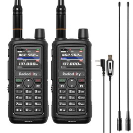 Radioddity GM-30 Plus GMRS Handheld Radio, GMRS Repeater Capable, Long Range NOAA/UHF/VHF/Airband Scanner & Receiver with 1000 Channels, GPS Tracking, Programming Cable, 15.5” ANT, 2 Pack