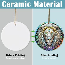 Touber Stained Ceramic Lion Ornament - Lion Christmas Ornaments - Christmas Tree Ornaments - Christmas Decorations - Lion Decor for Office, Room, Home - Holiday Present Ideas