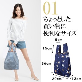 Reiri Eco Bag, Foldable, Compact, Storage, Convenience Store Bag, Plastic Bag Type, Gusset, Washable, Small, solid black