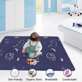 50x50 Play Mat for Playpen Foldable LIAMST and TODALE Baby Playpen, Non Slip Washable Mats Floor, Portable Travel Crawling Toddlers Infants, Dark blue