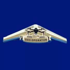 UAS OPERATOR PILOT POLICE WING PIN, Item #1506: 10K Gold finish, 2-1/2" Size