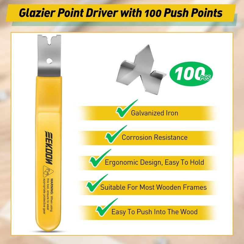 Feekoon Glazier Point Driver, Glazier Setting Tool with 100 Push