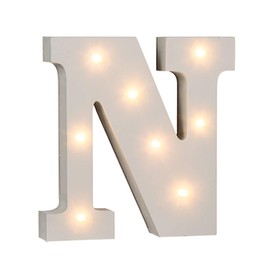 Out of the Blue 57/6087 - Holz Buchstabe "N" beleuchtet mit 8 LED Lichtern, batteriebetrieben, ca. 16 cm, Weiß, 16 x 3 x 16 cm