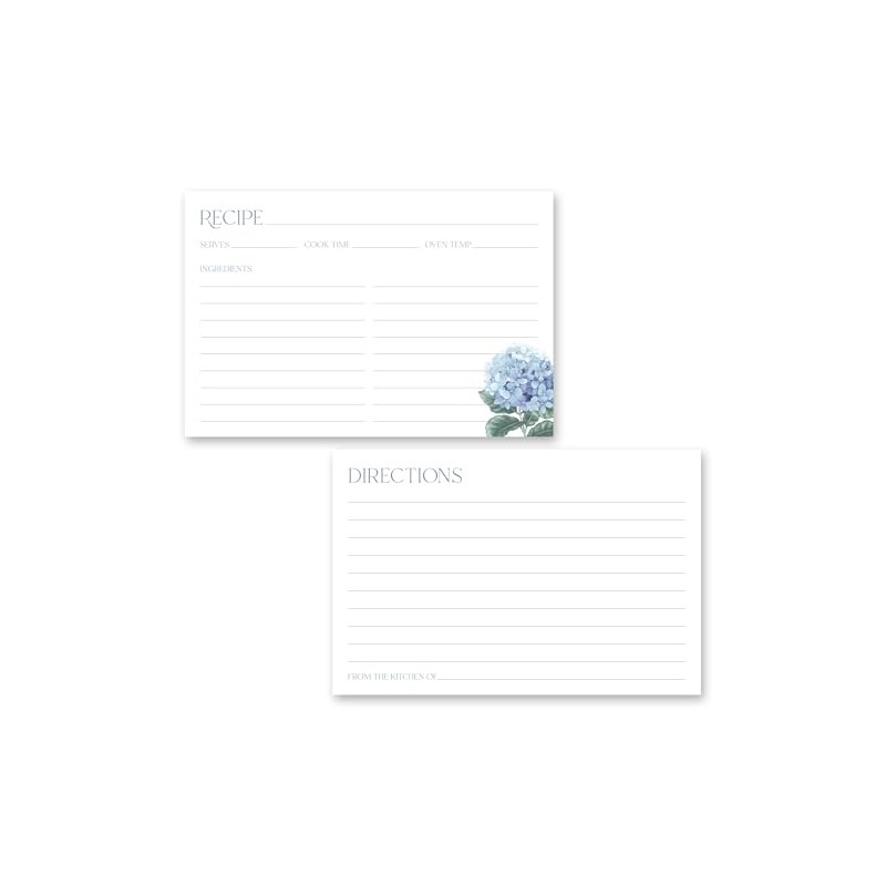 Hydrangea Recipe Cards - Set of 48