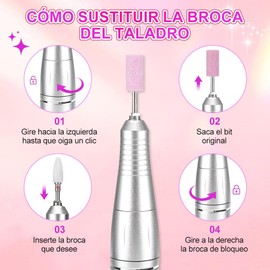 Lukovee Drill para Uñas Profesional 45000RPM, 126Piezas Pulidor de Uñas Eléctrica, Taladro para Uñas Velocidad Ajustable con Drill y Bandas de Lijado,Herramienta Manicura Pulidora para Doméstico/Salón