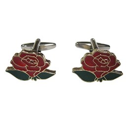 Colorful Short Red Rose Flower Cufflinks