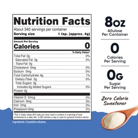 Nutricost Allulose Sweetener (3 LB) - 0 Calorie, Low Carb, KETO, Natural Sugar Alternative, Crystalline Powder