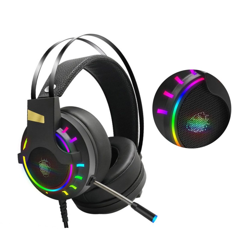 TEHAUX RGB Wired Gaming Headset with Microphone USB Single Plug