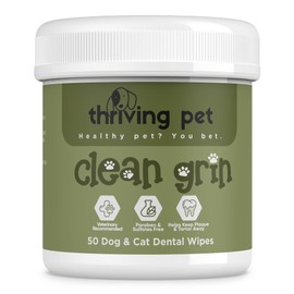 Thriving Pet Dental Finger Wipes for Dogs and Cats, Hypoallergenic Teeth Cleaning Pet Wipes Designed to Freshen Breath, Remove Tartar & Plaque Buildup, Safe & Gentle Ingredients, 50 Count