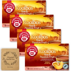 Pompadour Rooibos Tea Peach & Passion Fruit (20 TB) x 4 Boxes + Matcha Stick Sample Included