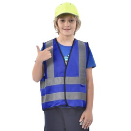 AYKRM Safety vest for children, high visibility vest, reflective safety vest, blue