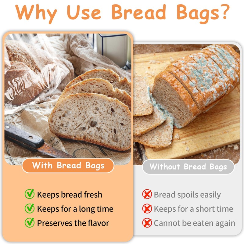 Bread Bags with Ties, 72 Pack Clear Bread Bags for