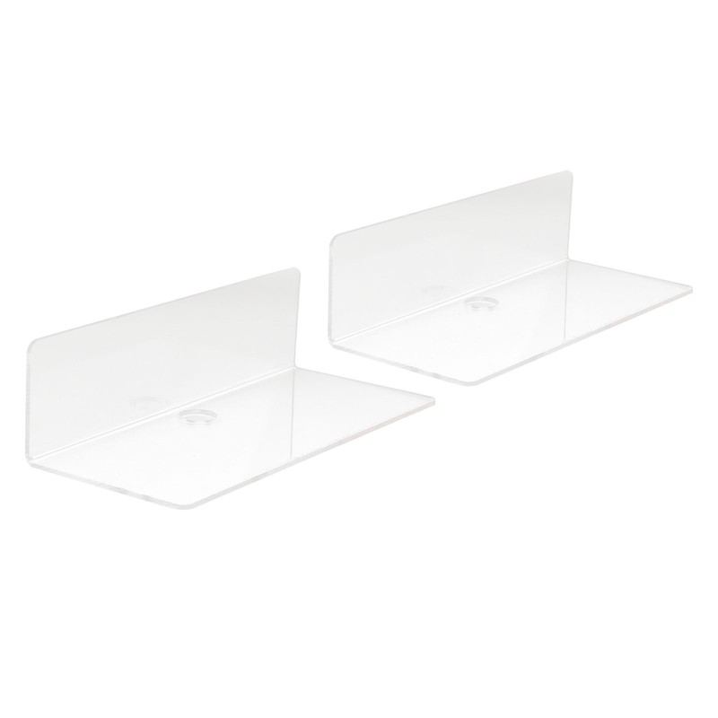 2Pcs Clear Floating Shelf Acrylic Fine Surface Delicate Modern Transparent