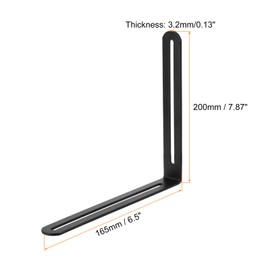 sourcing map 4Pcs Adjustable L-Shape Corner Brace with Slot, 7.87 x 6.5 Inch Stainless Steel Slotted Right Angle Corner Bracket with Screws for Wooden Furniture Cabinet, Black