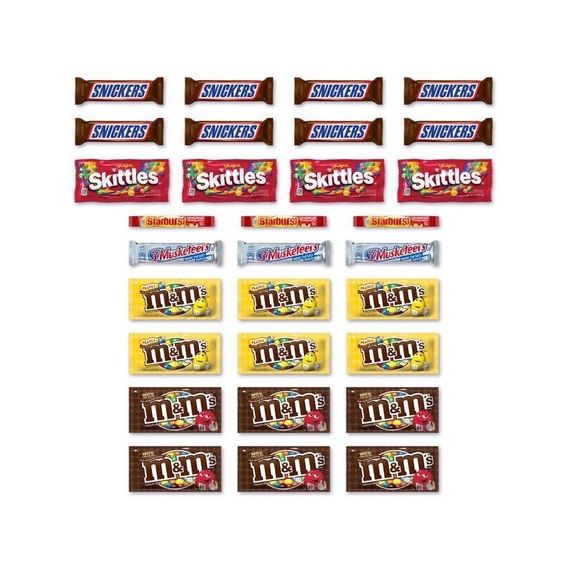 Mars Candy Bar Variety Pack 30ct – M&M's, Snickers, Skittles