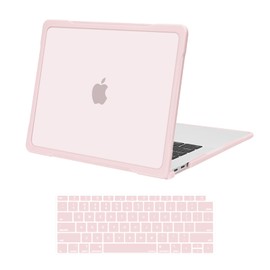 MOSISO Compatible with MacBook Air 13 inch Case 2022 2021 2020 2019 2018 A2337 M1 A2179 A1932, Soft TPU Bumper Anti-Fingerprint Plastic Hard Case&Keyboard Cover for MacBook Air 13.3, Chalk Pink
