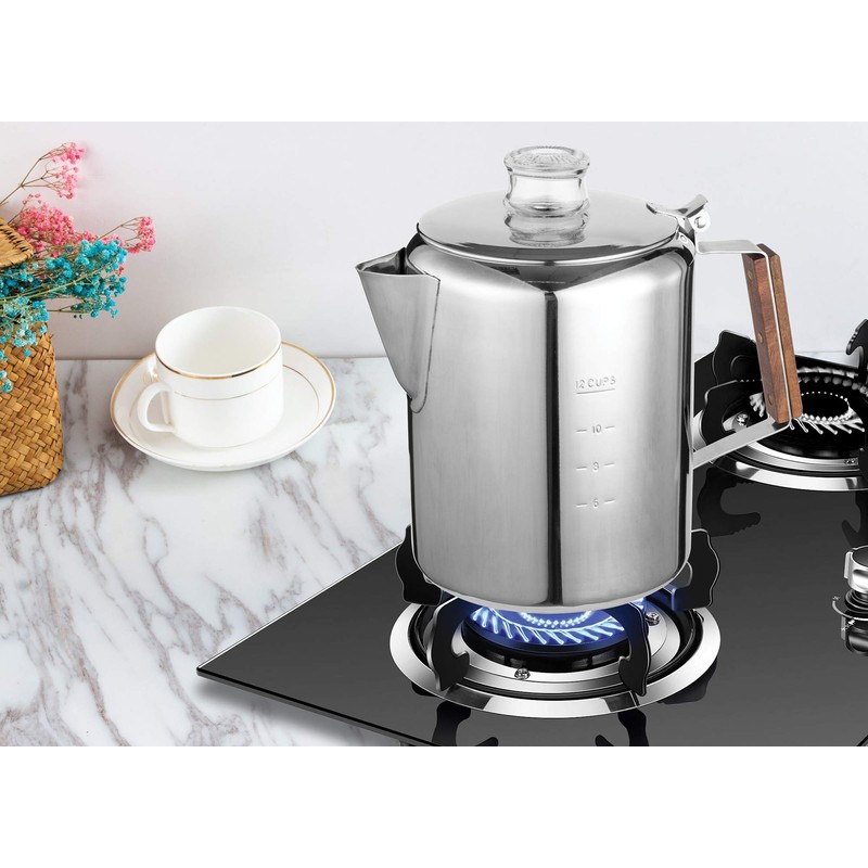 Fox Run Rapid Brew Stainless Steel Stovetop Percolator Coffee Pot,