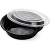 LIFEGUARD 48 oz Microwavable Round Black Container with Clear Lid,