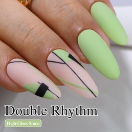 Double Rhythm Gel Polish 15ML Jelly Sheer Pastel Light Milky Color Pearl White Bottle 1 PC 0.5 OZ Full Size Nail Art Salon at Home (Milky Green-D1409)