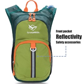 Ivygreen Kids Hydration Backpack, Hiking Backpack for Boys or Girls with 1.5L Water Bladder (Rose Red - Medium)