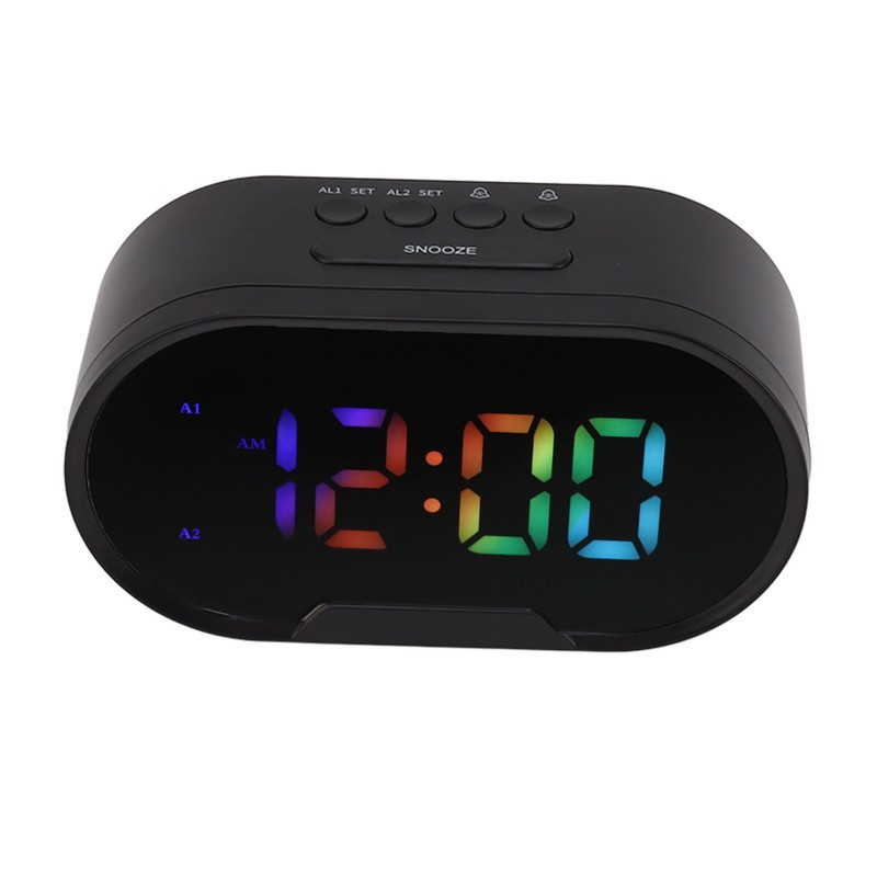 Digital Clock LED Alarm Big Digits Color Display Dimmable Adjustable