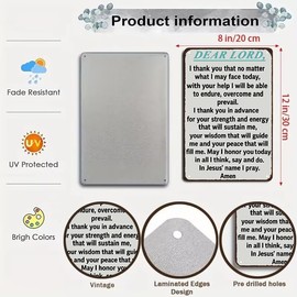 Christian Gifts God Gifts Dear Lord In Jesus' Name I Pray Vintage Tin Sign Religious Metal Wall Art for Home Church Prayer Room Office Chapel Decor 8x12 Inch (3567)