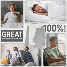 CityComfort Mens Long Pyjamas Set, Adults Teenagers Soft 2 Piece Loungewear Nightwear Cosy PJs - Gifts for Him (Grey/Cream, XL)