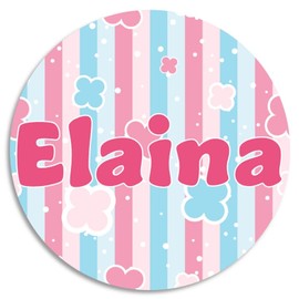 Elaina - Circle Sticker Decal 3 Inch - Name Tag Water Bottle School Supplies