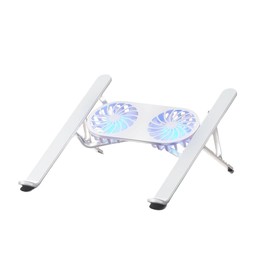 Fahgaer Foldable Laptop Stand with Cooling Fan, Cooler Pad for Tablet - Enhanced Cooling Support and Portable Design D Silver