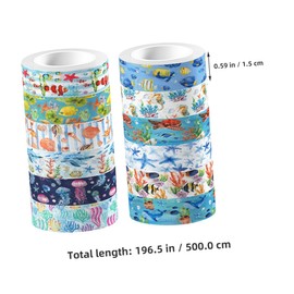 STOBOK Ocean Animal Washi Tape Marine Life Stickers for Scrapbooking Journals DIY Crafts