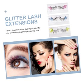 Baluue 2sets False Lashes Glitter Eyelashes Long Dramatic Lashes for Women Perfect for Parties Date Club or Daily Life 3pairs*2