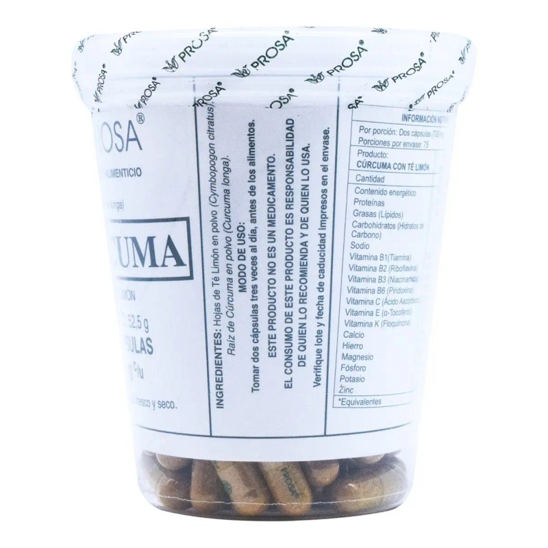 Suplemento Nutricional Cúrcuma Prosa Cápsulas 150 Unidades