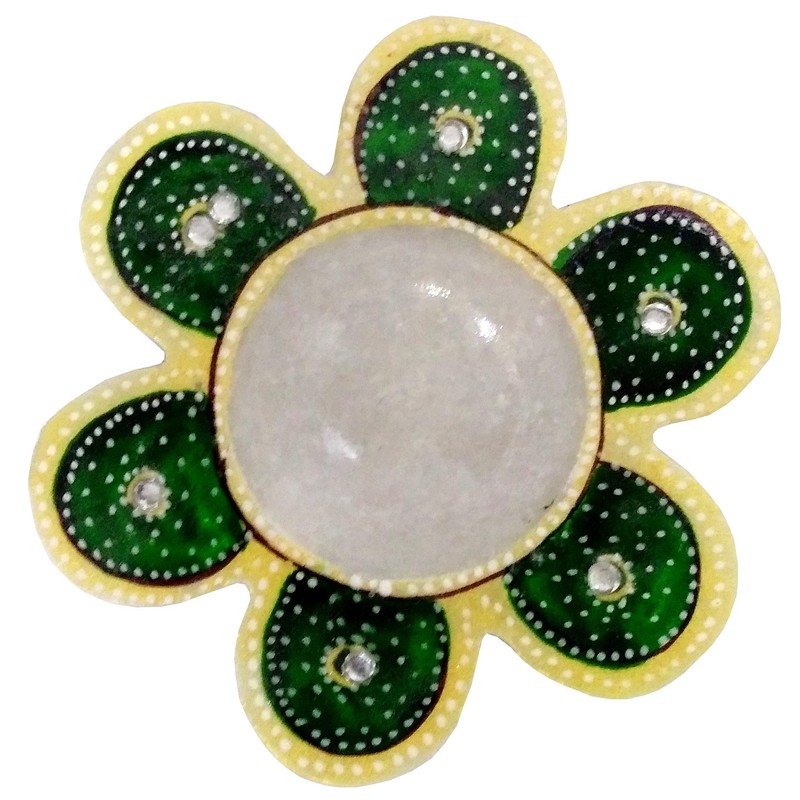 Purpledip Gorgeous Marble Diya Oil Lamp T Light Holder: Glowing