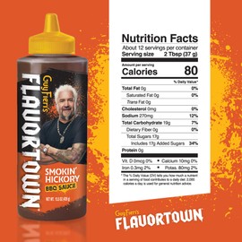 Guy Fieri's Flavortown Smokin' Hickory BBQ Sauce - Smokey Barbecue Sauce, Hickory Smoke BBQ Sauce, Smoked Sauce - 15.5 Ounce (Pack of 2)