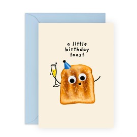 Funny Birthday Card – A Little Birthday Toast – Cute Pun Birthday Card for Him, Her, Friends or Family - Comes with Fun Stickers