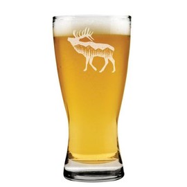 15 oz Beer Pilsner Glass Gift Moose Forest Mountains Stars