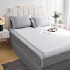 DuShow Satin Fitted Sheet King Sliver Grey,Silky Deep Pocket Satin