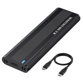 Aluminum M.2 NVME SATA SSD Enclosure Adapter, 10Gbps Type C Tool Free Enclosure for M.2 PCIe NVMe and SATA SSDs