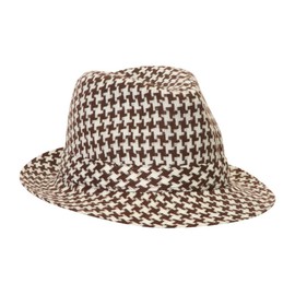 TOP HEADWEAR Houndstooth Fedora - Brown/White