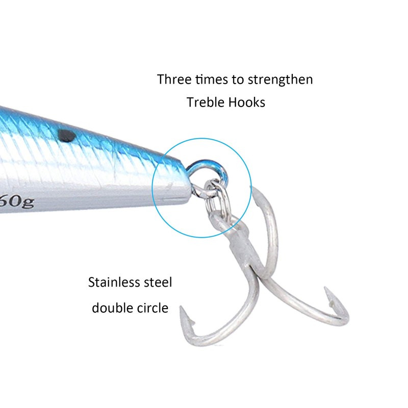 Keenso Artificial Fishing Lure, Sinking Sea Bait 60 g Stainless