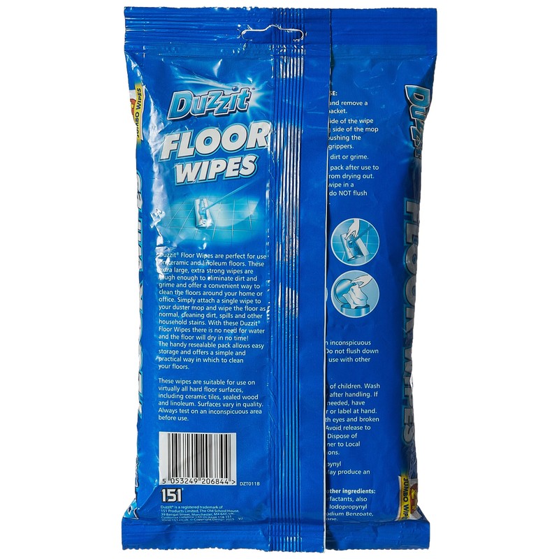 Duzzit Quick Cleaning Floor Wipes 24Pk, Resealable