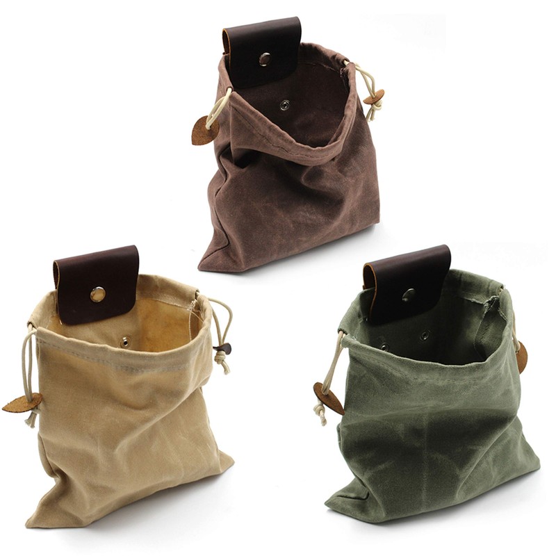 Foraging Bag,Mushroom Foraging Bag Waxed Canvas Tinder Waterproof Small Leather