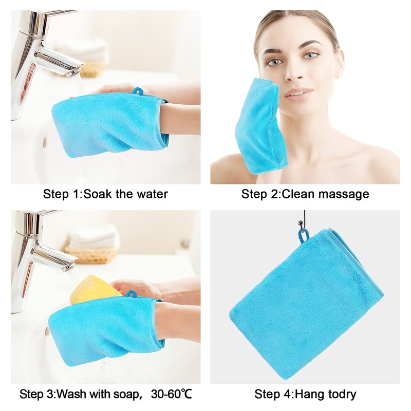 PHOGARY 10 Pack Microfiber Body Wash Mitts, Flannel Soft Face