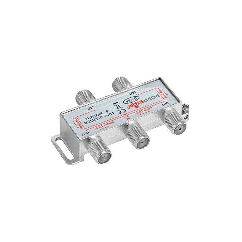 Poppstar Satellite Splitter Switch 4-Way (Analogue/Digital/BK/Unicable/HD/4K Suitable) for TV, Satellite,