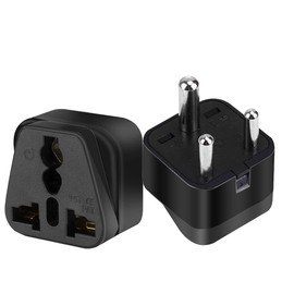 Strhowill (2pack) South Africa to AUS/USA/UK 3 Holes Socket Convert Plug, South Africa Plug Travel Convert Adapter,3 pin Round Feet,Europe, The United Kingdom, Australia, Hong Kong (Black)