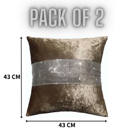 Olivia Rocco Pack of 2 Cushion Protectors Super Soft Decorative Luxurious Crushed Velvet Cushion Covers for Living Room Sofa Couch Bed 43cm x 43cm, Champagne